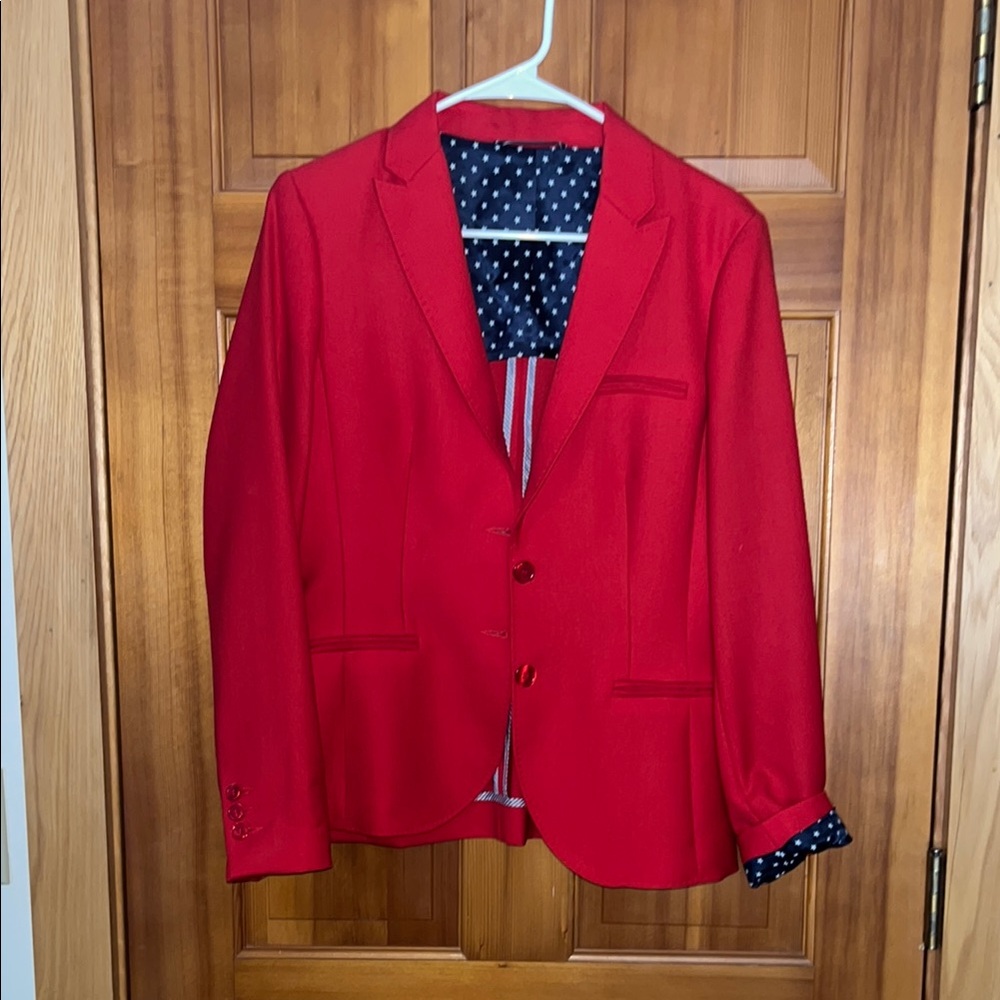 Red Blazer with Polka Dot Lining